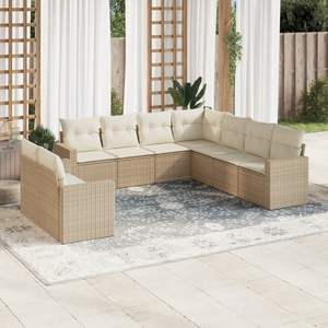 Conjunto de Sofás Grandes para Jardín en Ratán Sintético Beige con Acero con Recubrimiento en Polvo, Muebles de Exterior Premium - Product Image 1