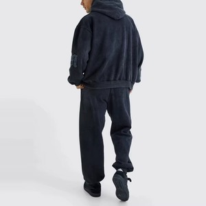 Conjuntos de Sudadera y Pantalones Deportivos con Parches Desgastados, Conjuntos Deportivos Vintage Personalizados, Conjuntos Deportivos con Efecto Ácido, Pantalones Deportivos y Sudaderas con Capucha para Hombre - Product Image 2