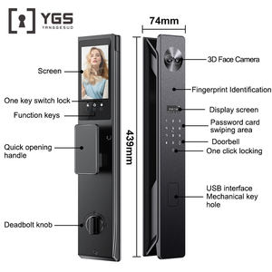 Kunci Pintu Pintar Pengenal Wajah Otomatis Penuh OEM ODM, Kunci Pintar Wifi dengan Bel Pintu dan Kamera - Product Image 4