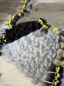 Vietnamese Virgin Hair 100% Human Hair Bulk Extensions <b>Bleached</b> Natural Wavy <b>Thick</b>/Full Ends Nasa Hair - Product Image 6