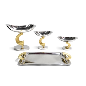 Metal Marble & Wood Contemporary Round Serving Tray/<b>Platter</b>-Eco-Friendly <b>Disposable</b> Party <b>Platter</b> - Product Image 1