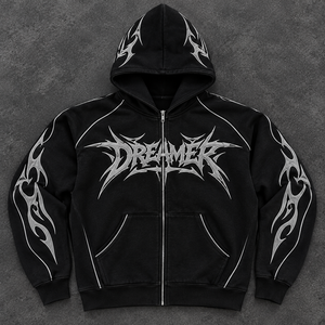 Men's <b>Black</b> Front Zip up Hoodie 100% Cotton Embroidered Breathable Oversized <b>Fleece</b> Pullover Winter Streetwear - Product Image 1