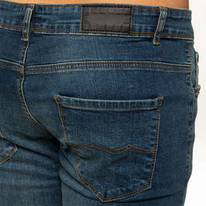 Jeans droits amples taille mi-haute unis pour hommes 100 % coton, personnalisables avec votre étiquette, pantalons en denim sur mesure - Product Image 3