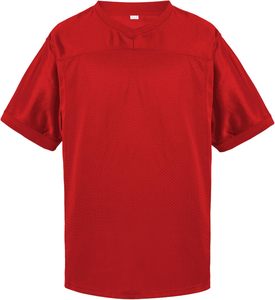 เสื้อฟุตบอลตาข่ายแขนสั้นคอวีสีแดงระบายอากาศได้ดีสำหรับผู้ใหญ่แบบยูนิเซ็กส์ - Product Image 1