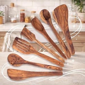 Wholesale Custom Wooden <b>Kitchen</b> Utensils <b>Set</b> Cooking Tools Spoon Spatula <b>Accessories</b> Handmade Wooden Cooking Utensils - Product Image 5