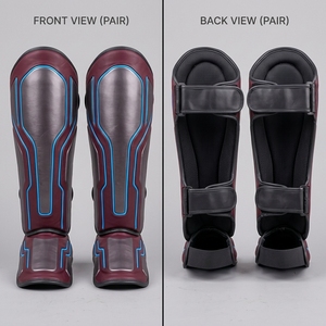 Protège-tibias professionnels en PU noirs, élastiques et ajustables avec fermeture auto-agrippante pour la boxe, équipement de protection pour adultes 2026 - Product Image 3