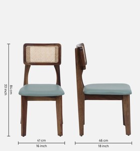 Silla de Comedor Moderna de Madera con Respaldo de Ratán y Asiento Tapizado, Diseño de Mediados de Siglo, Muebles para el Hogar - Product Image 6