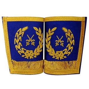 Guantes de ceremonia SWORD BARRIER Craft Grand Rank con tela azul real y bordado de hilo dorado para ceremonias masónicas formales - Product Image 2