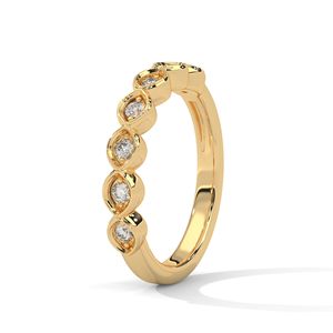 Anillo de Oro Sofisticado con Diamantes Cultivados en Laboratorio, Media Eternidad, para Boda, Aniversario, Joyería Fina, Uso Diario - Product Image 2