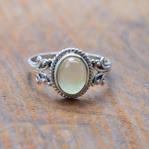 Natural Green Prehnite <b>Ring</b> 925 Sterling Silver Handmade Gemstone Jewelry Gift for Her - Product Image 5