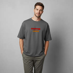 เสื้อยืดผู้ชายไซส์ใหญ่สีเทาเข้มรุ่นใหม่ปี 2026 ดีไซน์สั่งทำพิเศษ ทรงหลวมไหล่ตก ระบายอากาศได้ดี - Product Image 6