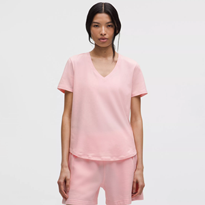 Camiseta Deportiva Casual de Verano para Mujer, 100% Algodón, Cuello en V, para Gimnasio, Fitness, Transpirable, Manga Corta, de Alta Calidad, con Dobladillo Curvo - Product Image 1
