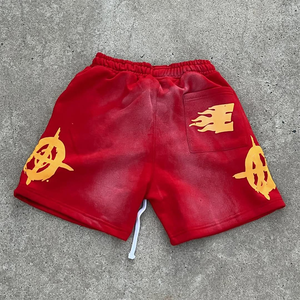 Short de survêtement en éponge délavé à l'acide de haute qualité pour hommes Logo personnalisé Streetwear Jogging solide à double taille et à poches arrière superposées - Product Image 2