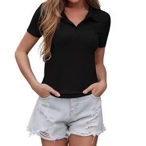 Camiseta de Golf Casual para Mujer, Tejida, 100% Algodón, Transpirable, Absorbe la Humedad, Antiarrugas, Manga Corta, Diseño Liso, para Uso en Exteriores - Product Image 6