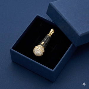 จี้ไมโครโฟนทองคำแท้ 10K ประดับเพชรโมอิสซาไนต์ สร้อยคอแบบสั่งทำได้ สไตล์ฮิปฮอป สตรีทมิวสิค คาราโอเกะ เครื่องประดับแฟชั่นสำหรับทุกเพศ รูปทรงเรขาคณิต ทันสมัย - Product Image 3