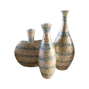 Vase de table minimaliste artisanal en nacre, centre de table de mariage - Product Image 5
