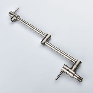 Rubinetto da Cucina a Parete in Ottone 1/2 NPT, Design Pieghevole, Due Maniglie, Acqua Fredda, Finitura Nichel - Product Image 6