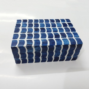 Blue Mosaic Resin Decorative Storage <b>Box</b> Handmade Artisan Jewelry Chest for Coffee Table Shelf Decor Elegant <b>Keepsake</b> Organizer - Product Image 2