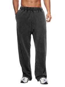 Pantalon de survêtement unisexe 2026 en 100 % coton, décontracté, respirant, coupe droite ample, haute qualité, effet délavé rétro, taille élastique pour homme, service OEM - Product Image 2