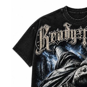 T-shirt imprimé noir pour homme Ready To Win, manches courtes, col rond, style streetwear, coupe jersey, longueur normale - Product Image 2
