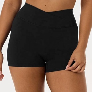 Women 2 Piece Yoga Set Black High Waist Shorts Scoop Neck Halter <b>Bra</b> Contrast Binding Breathable Spandex Polyester Solid Pattern - Product Image 4