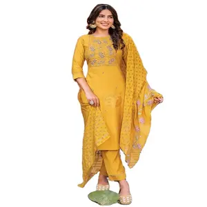 印度供应商提供的优质棉织物Kurti女士用于婚礼服装的民族服装简单长kurti设计