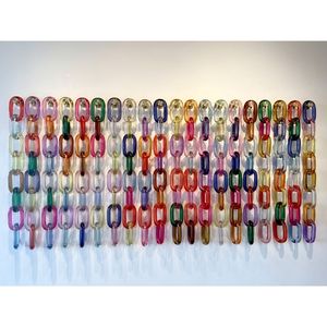 Modern Acrylic Chain Link Sculpture Handmade Resin Knot Link Decor Decorative Interlocking Resin Chain Contemporary Resin Table - Product Image 1