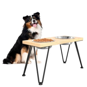 Trending Eco-Friendly dog food Bamboo Wooden Adjustable Elevated Rounded Cat Food Bowls <b>Stands</b> for Indoor Outdoor Travel Use - Product Image 5