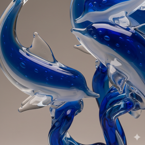 งานฝีมือแก้วโบโรซิลิเกตรูปคู่ปลาโลมา สไตล์ร่วมสมัย สีสั่งทำได้ ของตกแต่งบ้านตั้งโต๊ะ บรรจุภัณฑ์ขายส่ง - Product Image 4