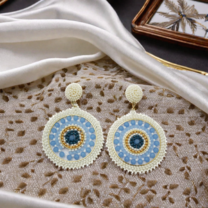 Trending Hot Sales White Rounded Embroidery Design Earrings Fashionable Classic Unisex for Gifts and Parties by Aaliyan Impex - Product Image 5