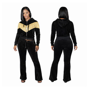 Hot Sale Custom Valour Tracksuit Women's Streetwear Daily Wear Regular Fit Winter <b>2</b> <b>Piece</b> Long <b>Set</b> Breathable Plaid Velvet - Product Image 1