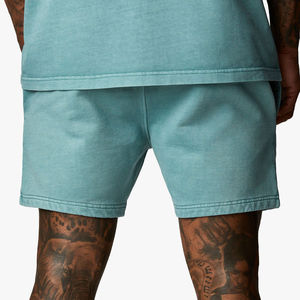 Shorts en coton bleu sarcelle pour homme, taille mi-haute, fermeture élastique, décontractés, avec poches, tissu respirant - Product Image 2