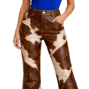 Pantalones de Cuero Vacuno Genuino Premium para Mujer, Cintura Alta, Estilo Chic, Moda Urbana, Casual, Boutique, Fabricante OEM Personalizado, Venta al Por Mayor - Product Image 5
