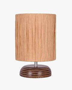 Lampe de table en bois avec abat-jour en fibre de raphia, design moderne, forme ronde, prise E27 à deux broches, interrupteur pour chambre à coucher - Product Image 4