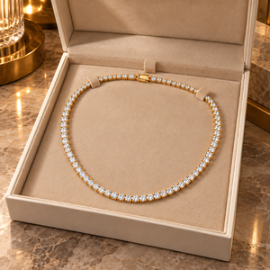Collier tennis distinctif en diamants naturels de 18 pouces |   Or 9 carats, 0,25 carat, 4,1 mm, taille brillant, certifié IGI, bijoux en gros, export - Product Image 3