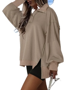 Top informal holgado para mujer, sudadera de manga larga 2025, cuello Polo, transpirable, antiarrugas, parte delantera, bordado 100% - Product Image 2