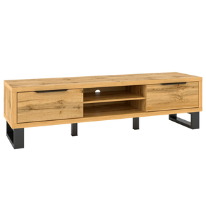 Meuble TV moderne de luxe en bois massif de style nordique avec tiroirs de rangement et étagères ouvertes pour salon, chambre et maison de campagne - Product Image 1