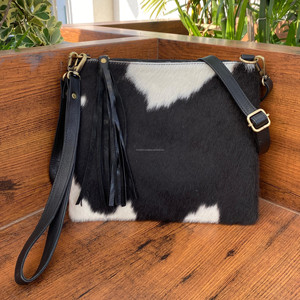 New Handmade Hair on Cowhide Large Wristlet & <b>Tassel</b> Crossbody <b>Bag</b> for Women's Western Genuine Leather Custom Luxury Handbags - Product Image 2