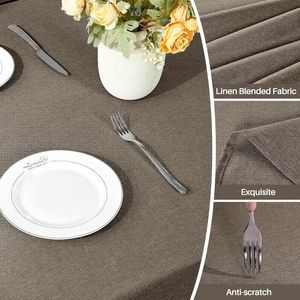 Waterproof Rectangular Linen <b>Table</b> Cloth Mocha Textured Rectangular Tablecloths Wrinkle-Free Wipeable Dining <b>Table</b> <b>Cover</b> - Product Image 3