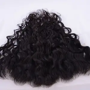 Virgin Human Temple Hair Natural Wavy Frontal 13X4 Unprocessed Raw Virgin Peruvian with Lace Closure Deep Curly Weft Bundles