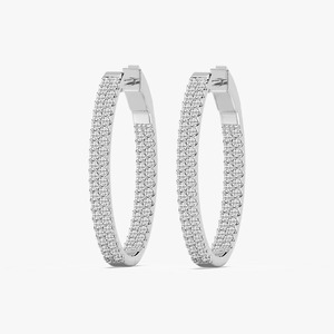Pendientes de Aro Modernos de Oro de 10/14/18 Quilates con Incrustaciones de Diamantes Cultivados en Laboratorio de 28 mm de Diámetro Interior, 2 Quilates en Total, Joyería Fina con Diamantes en Oferta para Exportación - Product Image 2