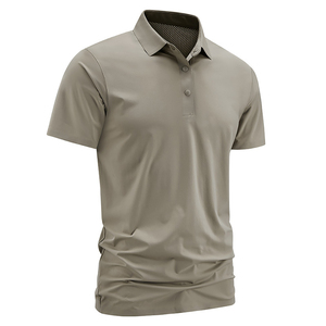 Polo de Manga Corta para Hombre, Color Sólido, Secado Rápido, Tejido de Punto, Corte Regular, Estilo Casual, Gris 2026, Fabricación ODM OEM - Product Image 3