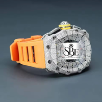 Montre de luxe simple avec boîtier carré entièrement serti de diamants VVS1, bracelet de 21 mm en acier inoxydable, mouvement à quartz ETA, cristal saphir, chronographe