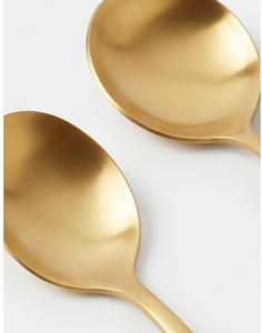 Ensemble de couverts en or mat, design minimaliste, passe au lave-vaisselle, couverts en métal, fourchette, couteau, cuillère, vaisselle de mariage - Product Image 2