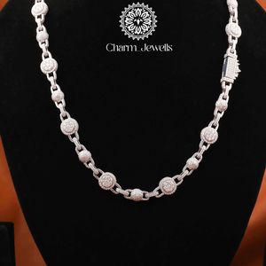 Collier unisexe en moissanite Charm Jewells, coupe brillante, chaîne à maillons sphériques, argent 925 plaqué or 14 carats, perle d'eau douce, style hip-hop, luxe - Product Image 2