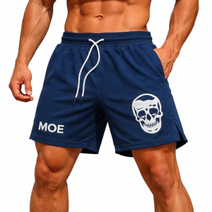Pantalones Cortos Deportivos de Malla para Hombre MOE, Diseño Personalizado con Gráfico de Calavera, Cordón Elástico, Rendimiento en Entrenamiento, Fabricante OEM - Product Image 1