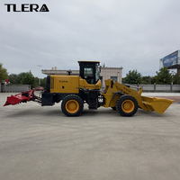 Wheel Loader Pertanian TLERA 3 Ton dengan Bucket Pengangkut dan Aksesoris Rotary Tiller Belakang untuk Pekerjaan Pertanian