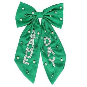 Lazo Verde Hecho a Mano para el Día del Partido con Cuentas, Accesorio para el Cabello para Animar al Equipo de Fútbol - Product Image 1