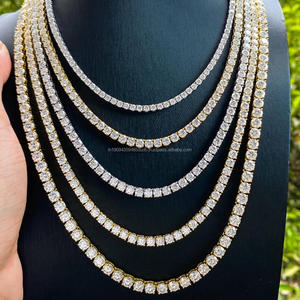 Luxury 2mm DEF VVS Moissanite Tennis Necklace 925 Sterling Silver Custom <b>Iced</b> <b>Out</b> Diamond <b>Chain</b> By Trisha Jewels - Product Image 1