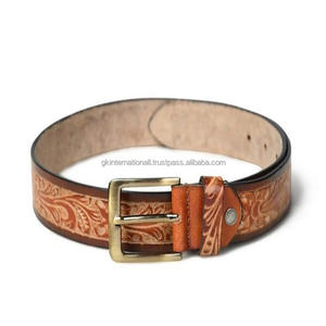 Venta directa de fábrica OEM ODM hebilla occidental con cuero marrón en relieve cinturón de herramientas occidental cinturón de cuero tallado a mano - Product Image 3